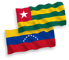 Flags of Venezuela and Togolese Republic on a white background