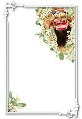 Wedding invitation with plumeria flowers illustration