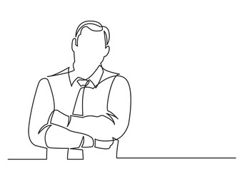 continuous line drawing businessman arms crossed - PNG image with transparent background