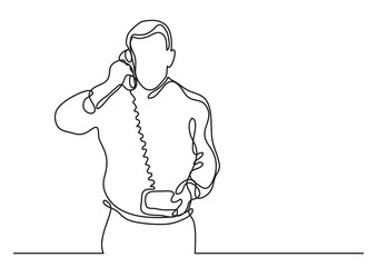 continuous line drawing businessman making phone call - PNG image with transparent background