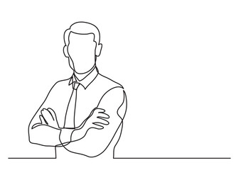 continuous line drawing confident businessman - PNG image with transparent background