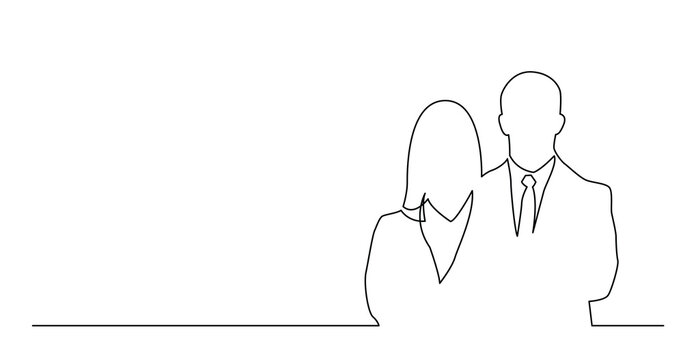 continuous line drawing of couple of business people - PNG image with transparent background