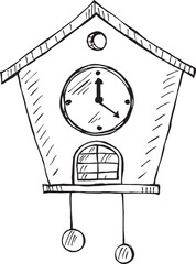 alarm clock icon doodle on white background 