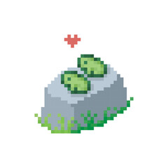 Frogs in love, pixel art meme