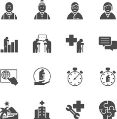 Fototapeta premium Seniors Solid Icons, Aging society concept, Vector line icon set