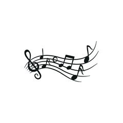 Musical notes design element. Left key and sheet music.