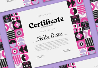 Pink Geometric Certificate Template