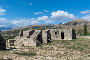 Fragment of the ruins of the Saint Nicholas Monastery In Mesopotam, a 11th century church that was built on the site of an earlier orthodox monastery complex in Albania - 560007438