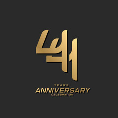 44 years anniversary celebration logotype with modern elegant number