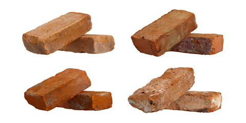 Cut out clay brick shapes transparent background 3d illustration