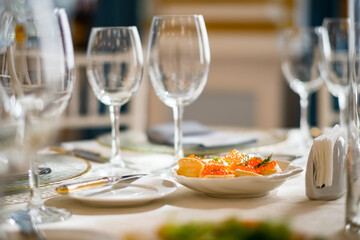 catering table with snacks and tapas