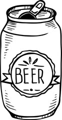 Doodle of Can beer, vector illustration