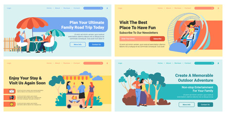Web banner set design with leisure planning promo