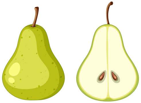 Green Pear And Half Of Pear