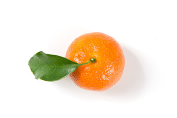 fresh tangerine fruit isolated on white background,top view.