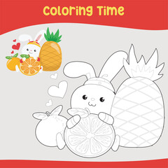 Printable coloring page for kids. Chinese New Year, happy lunar new year. Vector illustration. 