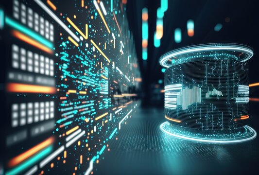 illustration of digital high technology idea for data mining concept