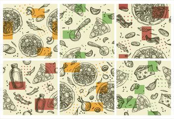 Background decoration pattern set with pizza