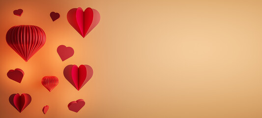 valentines day background with valentine hearts and balloons. Valentine heart background with copy space