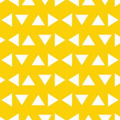 triangle abstract shapes in seamless pattern on yellow backgroud, gift wrapping paper, infinite point, clothes, shirts, dresses, paper, gift, white background, Vector background.
