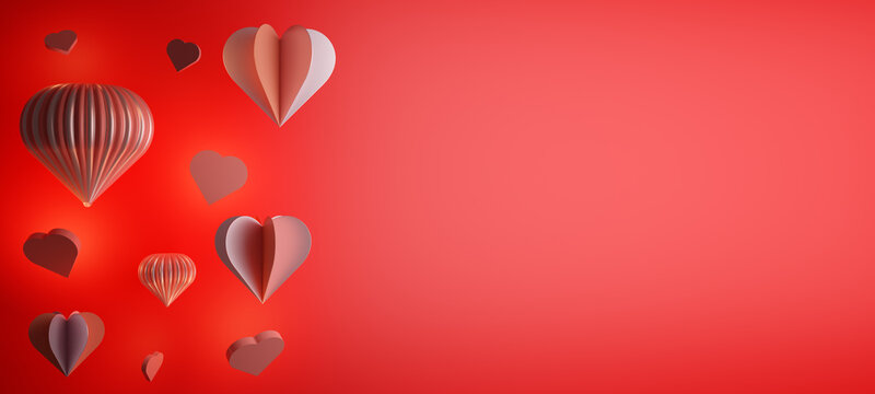 valentines day background with valentine hearts and balloons. Valentine heart background with copy space