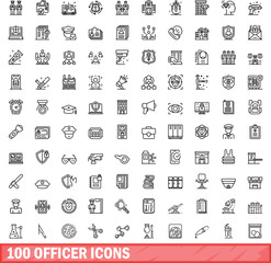 100 officer icons set. Outline illustration of 100 officer icons vector set isolated on white background