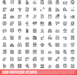 100 officer icons set. Outline illustration of 100 officer icons vector set isolated on white background