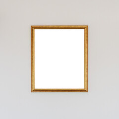 Empty picture frame with mockup copy space hanging on the wall