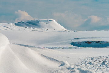 Snow-capped hills landscape in winter. Zlatibor mountain, Serbia.
