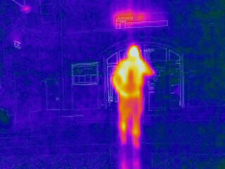 man filmed with a thermal camera infrared photography