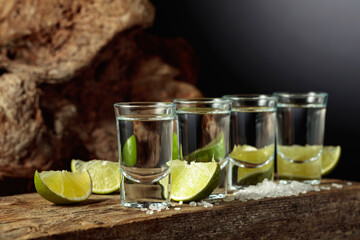 Silver Tequila with salt and lime .