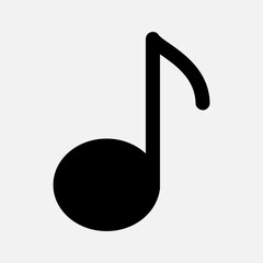 Music note icon in solid style about multimedia, use for website mobile app presentation