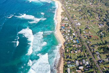  breathtaking bird's eye view of the coast. North shore of Oahu island