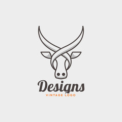 Bull logo design, Premium logo template Vector.