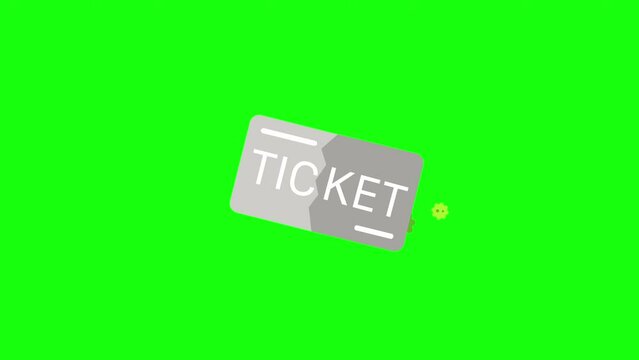 4k video of ticket icon on green background with frame.