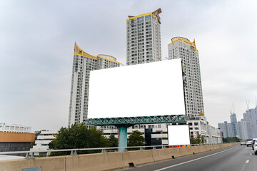 Obraz premium Billboard mockup outdoors, Outdoor advertising poster on the street for advertisement street city.