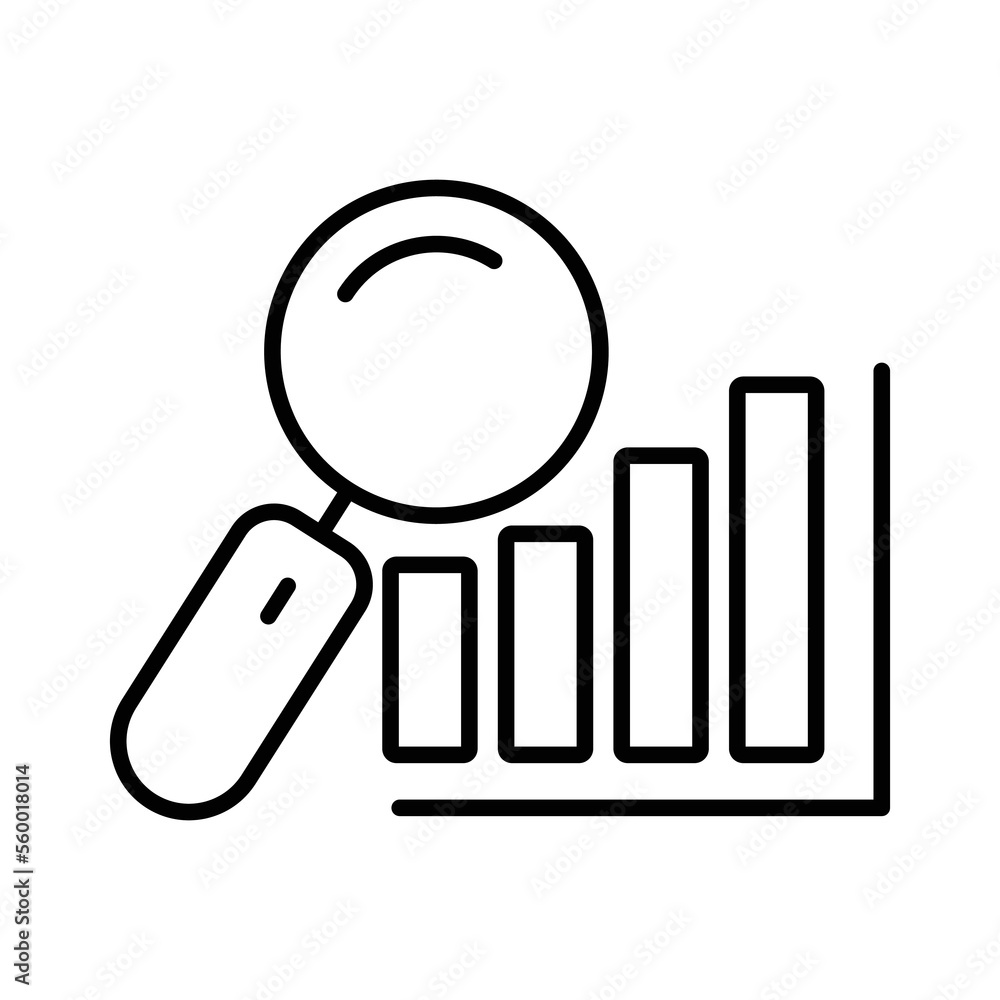 Poster chart icon illustration with search. suitable for analyst icon. icon related to project management. 