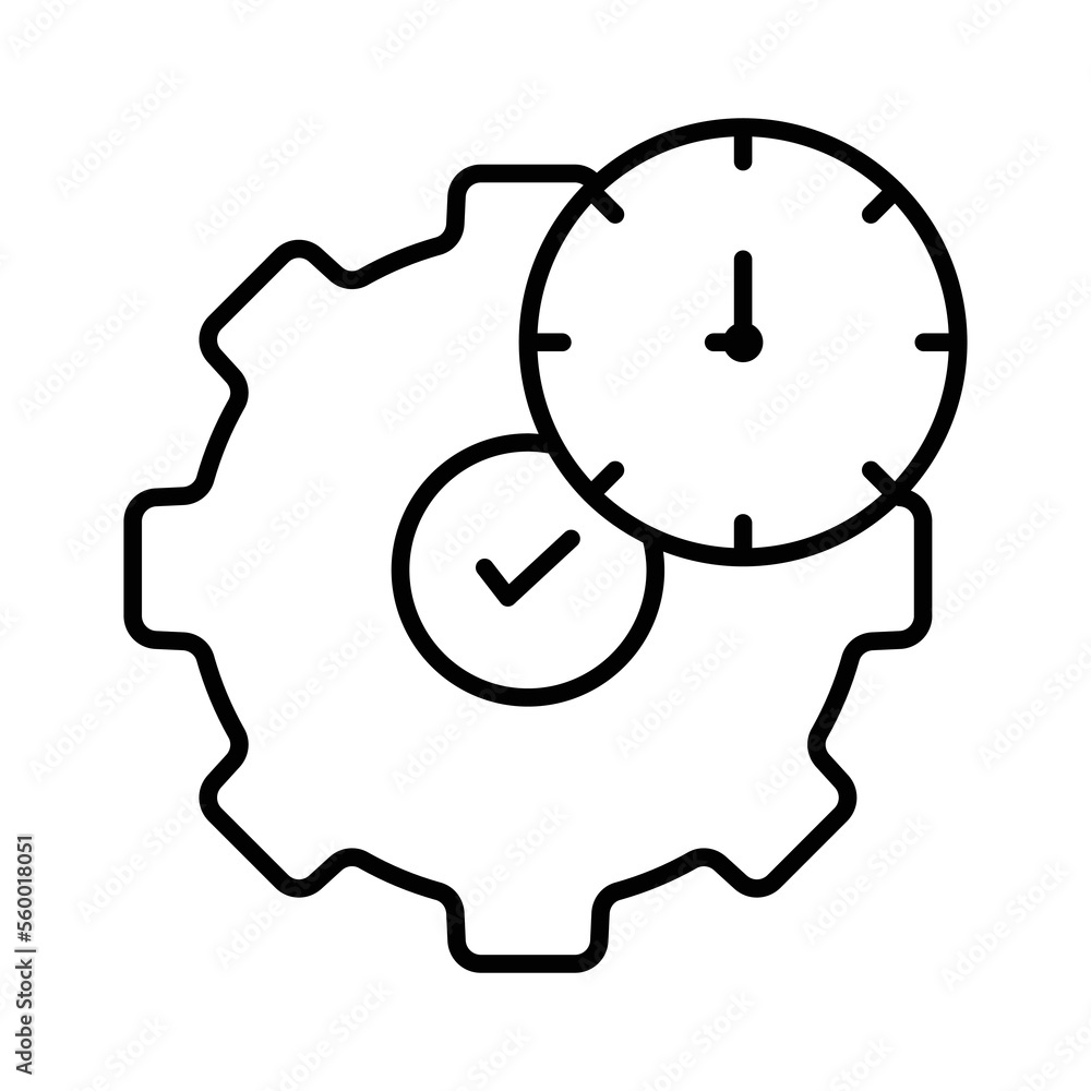 Poster gear icon illustration with clock. suitable for project time icon. icon related to project managemen