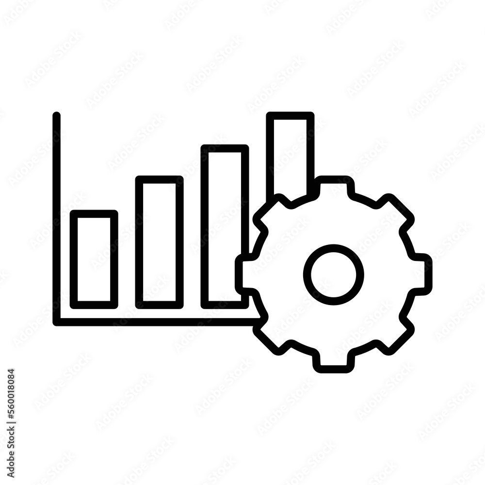 Aufkleber gear icon illustration with chart. icon related to project management. line icon style. simple vecto