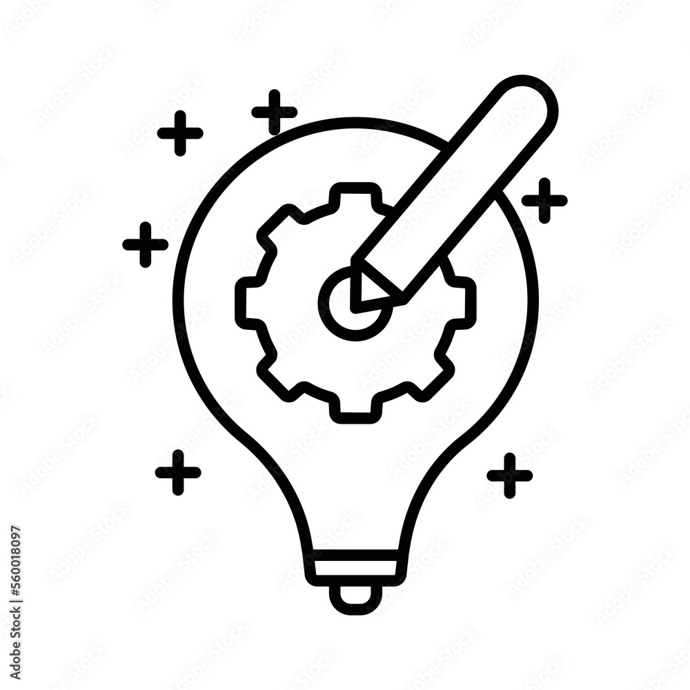 Poster light bulb icon illustration with gear and pencil. suitable for project idea icon. icon related to p