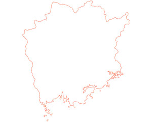 岡山県　地図　赤　白　イラスト