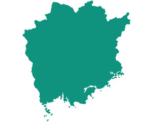 岡山県　地図　緑　イラスト