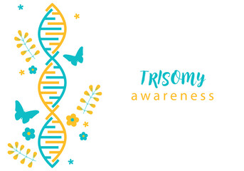 Trisomy Awareness Month, chromosome, butterflies and flowers design. Trisomy vector illustration