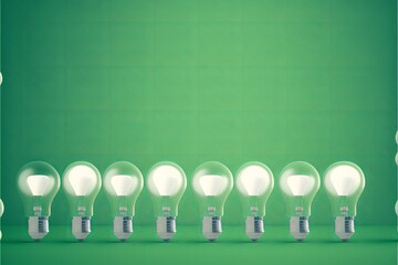 Light bulbs on green background