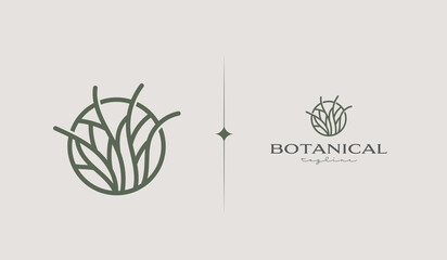 Botanical Monoline Logo. Universal creative premium symbol. Vector sign icon logo template. Vector illustration