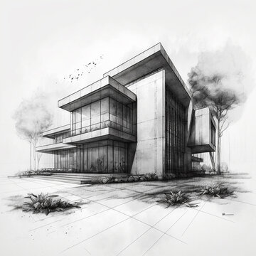 Architectural pencil sketch