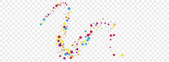 Multicolored Polka Background Transparent Vector. Element Anniversary Design. Rainbow Top. Bright Round Fiesta. Confetti Banner Card.