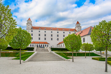Fototapeta na wymiar Bratislava Castle or Bratislavsky Hrad is the main castle of Bratislava, Slovakia