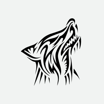 wolf tribal tattoo vector illustration