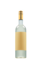 Wine bottle with yellow label mock up , isolated on transparent background
